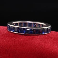 Antique Art Deco Platinum Square Cut Sapphire Eternity Band