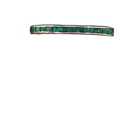 Antique Art Deco Platinum Square Emerald Eternity Band - Size 6 3/4