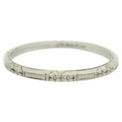 Antique Art Deco Platinum Stackable Dainty Crisp Band Ring Size 6