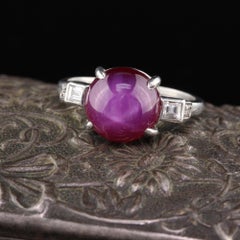 Antique Art Deco Platinum Star Ruby and Diamond Ring