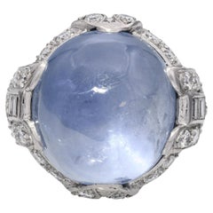 Antique Art Deco Platinum Star Sapphire Cocktail Ring