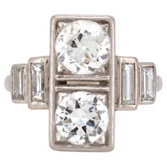 Antique Art Deco Platinum "Toi et Moi" Old-Cut Diamond Ring — Circa 1920