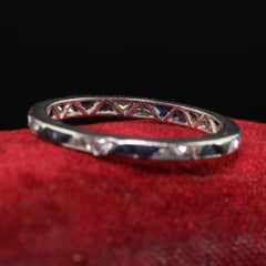 Antique Art Deco Platinum Trillion Cut Diamond and Sapphire Eternity Band