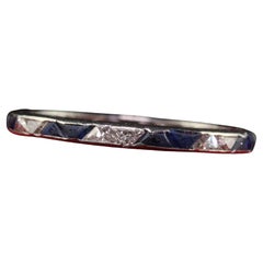 Antique Art Deco Platinum Trillion Cut Diamond and Sapphire Eternity Band