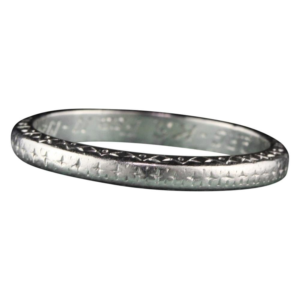 Circa 1920 - Antique Art Deco Platinum Wedding Band