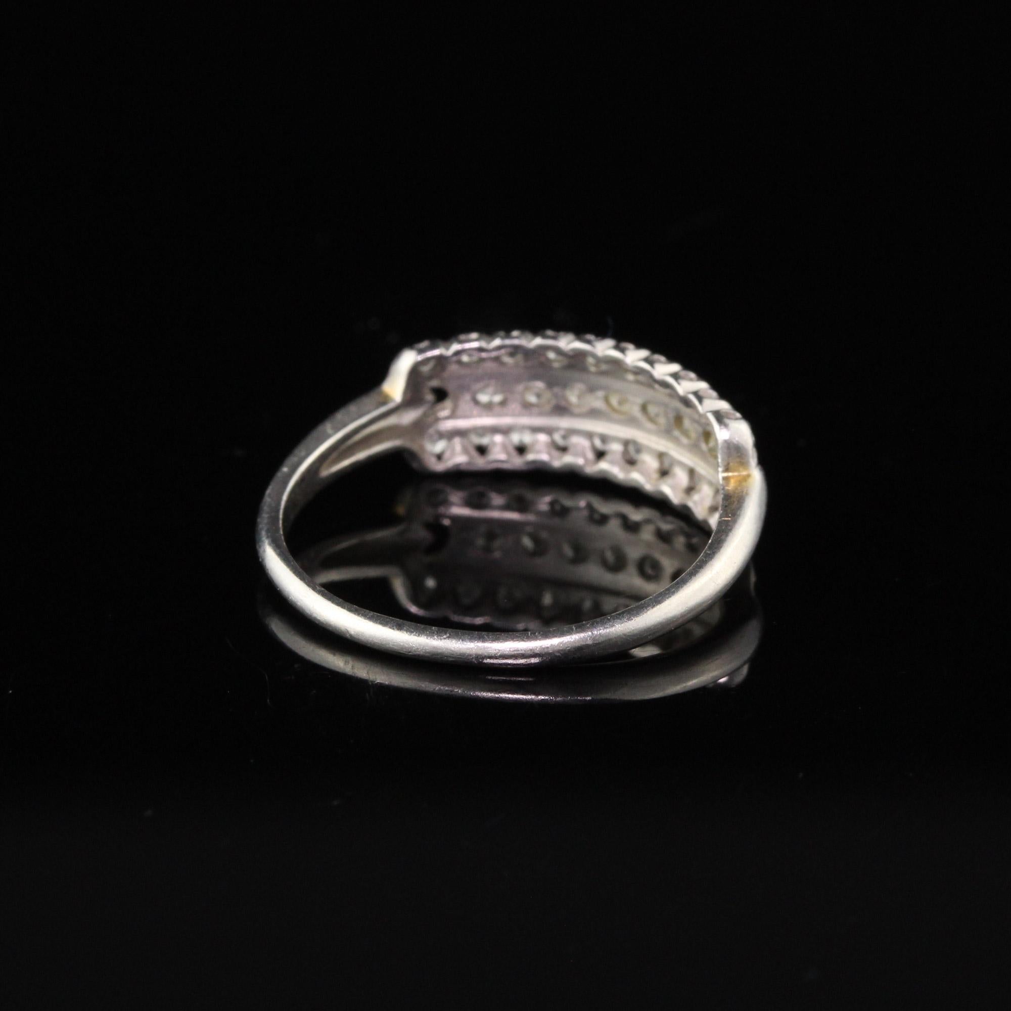 Antique Art Deco Platinum Wedding Band with Diamonds In Good Condition For Sale In Great Neck, NY