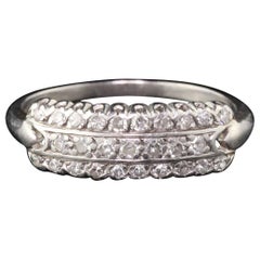 Fascia nuziale antica Art Deco in platino con diamanti