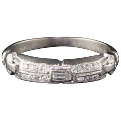 Antique Art Deco Platinum Wedding Band with Diamonds