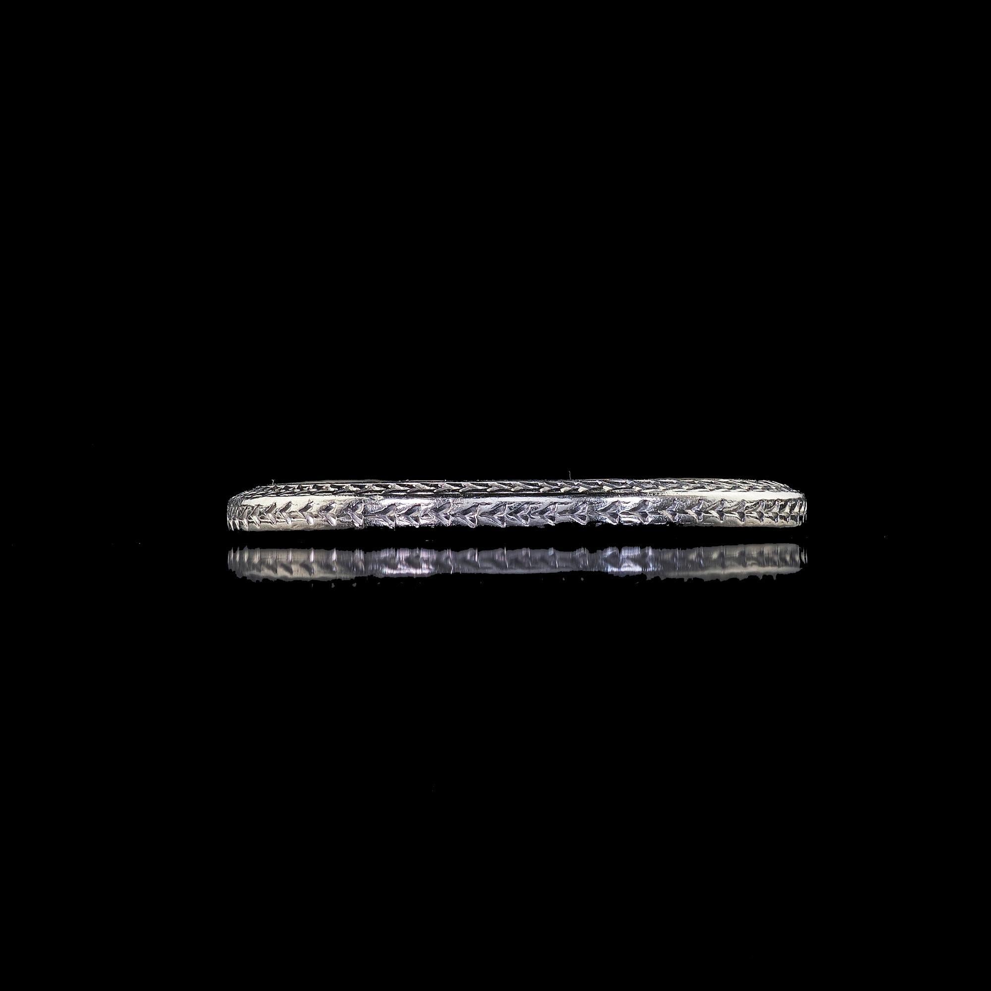 Antike Art Deco Platin Weizen eingraviert Hochzeit Band Ring - Größe 7 im Angebot 1