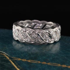 Antique Art Deco Platinum Wide Diamond Eternity Band
