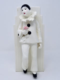 Antique Art Deco Porcelain Pierrot Vase, circa 1930