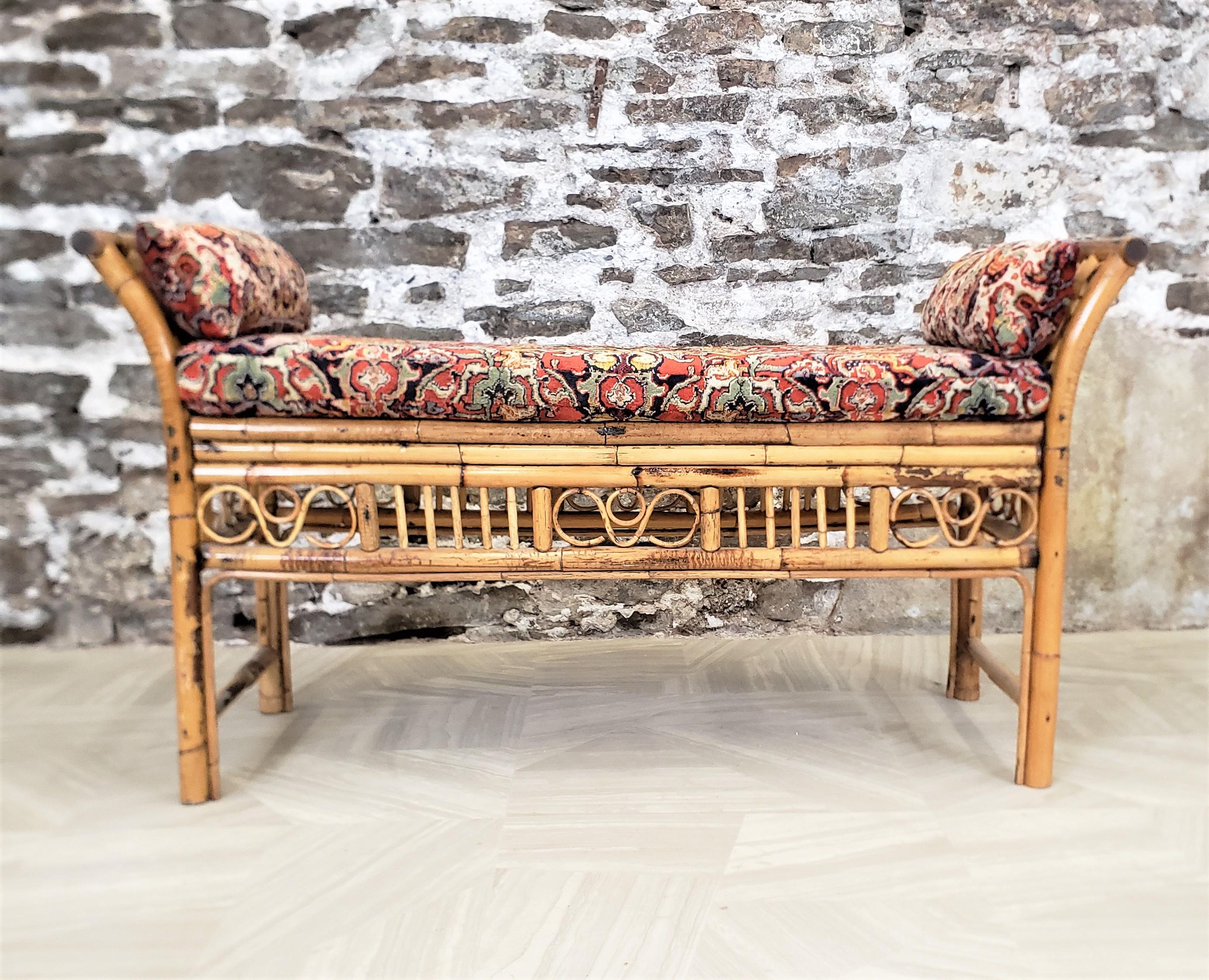 rattan bench with cushion