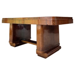 Antique Art Deco rectangular walnut coffee table