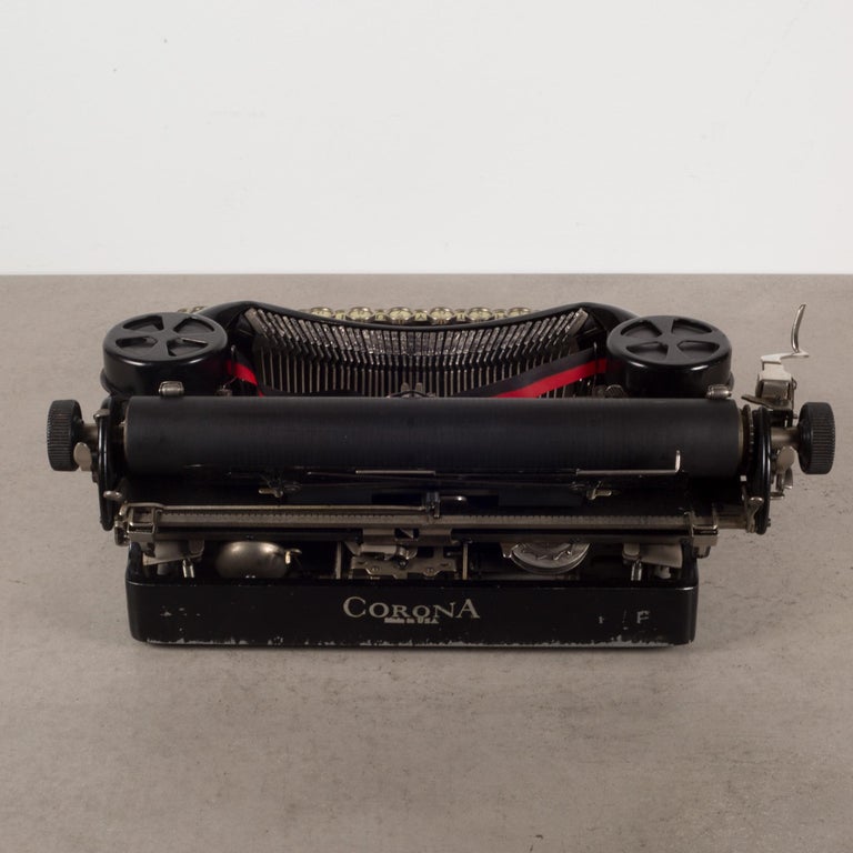 Metal Antique Art Deco Refurbished Corona Portable Typewriter c.1930
