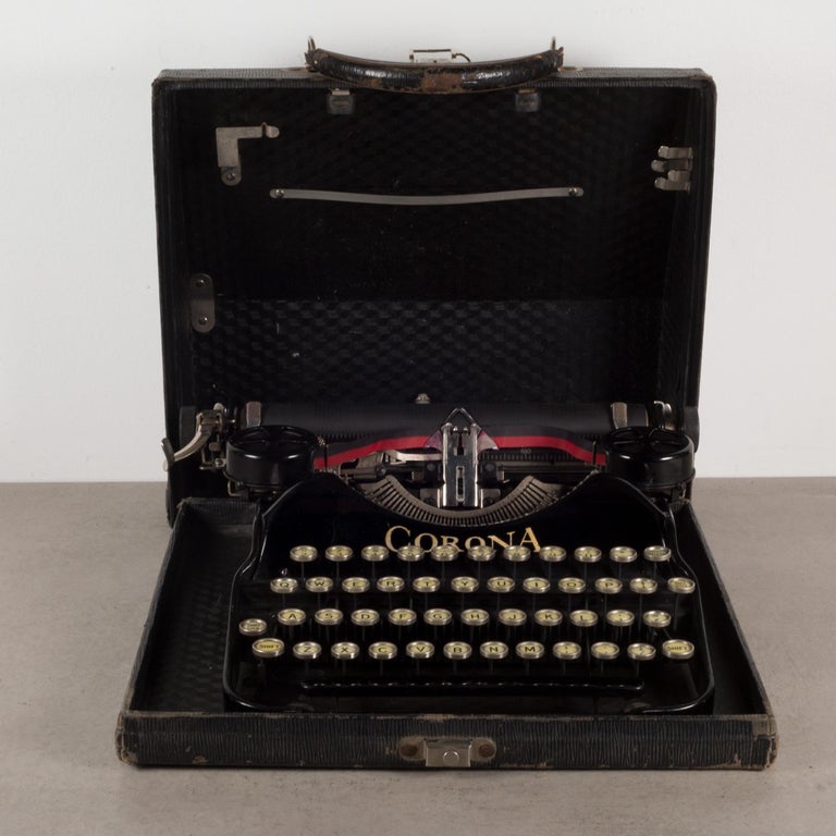 Antique Art Deco Refurbished Corona Portable Typewriter c.1930 2