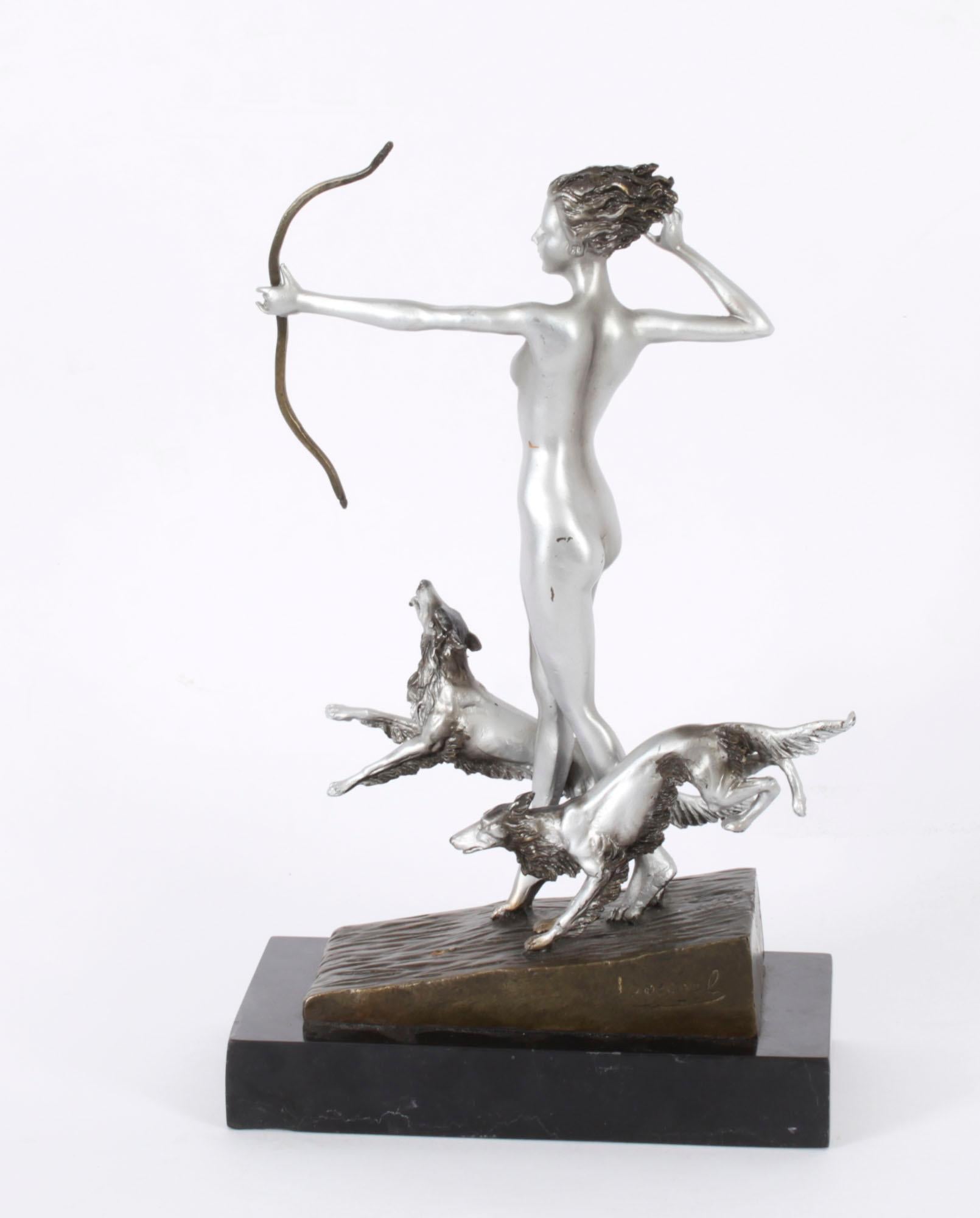 Antike Bronze im Art-Déco-Revival-Stil Diana der Jägerin Josef Lorenzl, 20. Jahrhundert im Angebot 6