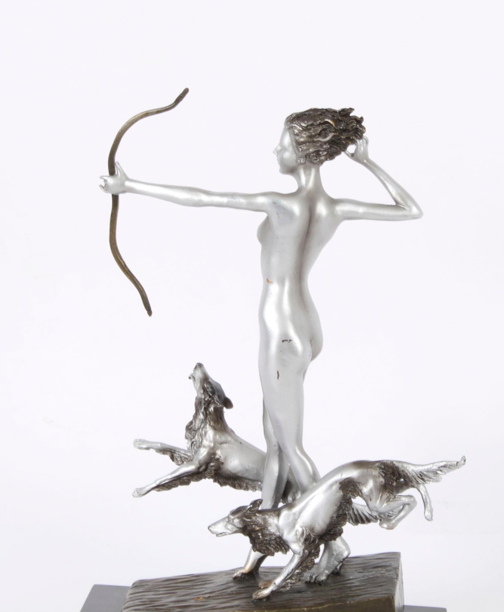 Antike Bronze im Art-Déco-Revival-Stil Diana der Jägerin Josef Lorenzl, 20. Jahrhundert im Angebot 7