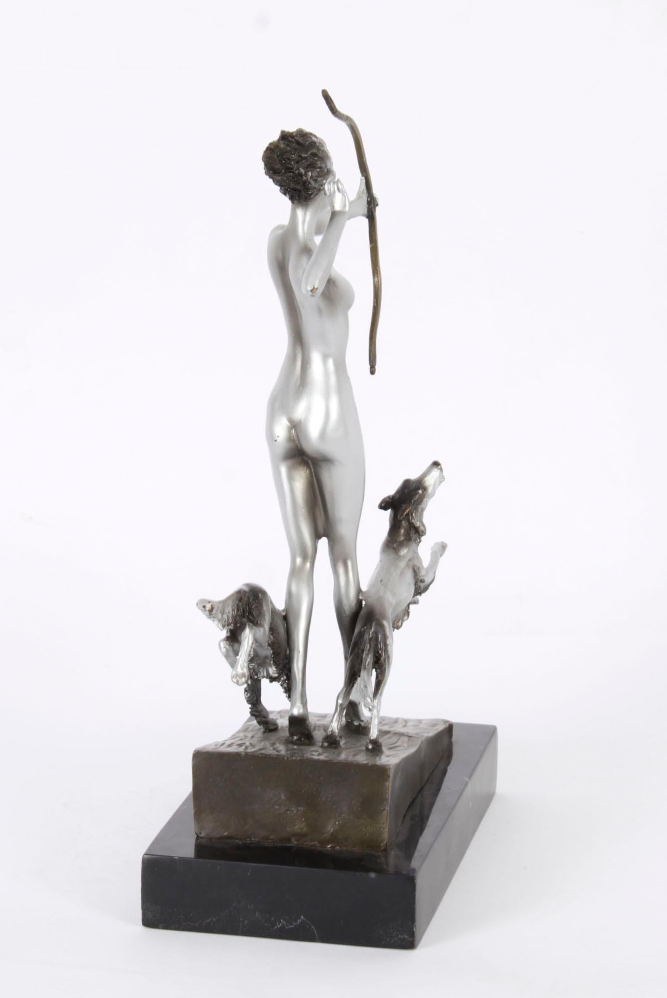Antike Bronze im Art-Déco-Revival-Stil Diana der Jägerin Josef Lorenzl, 20. Jahrhundert im Angebot 8