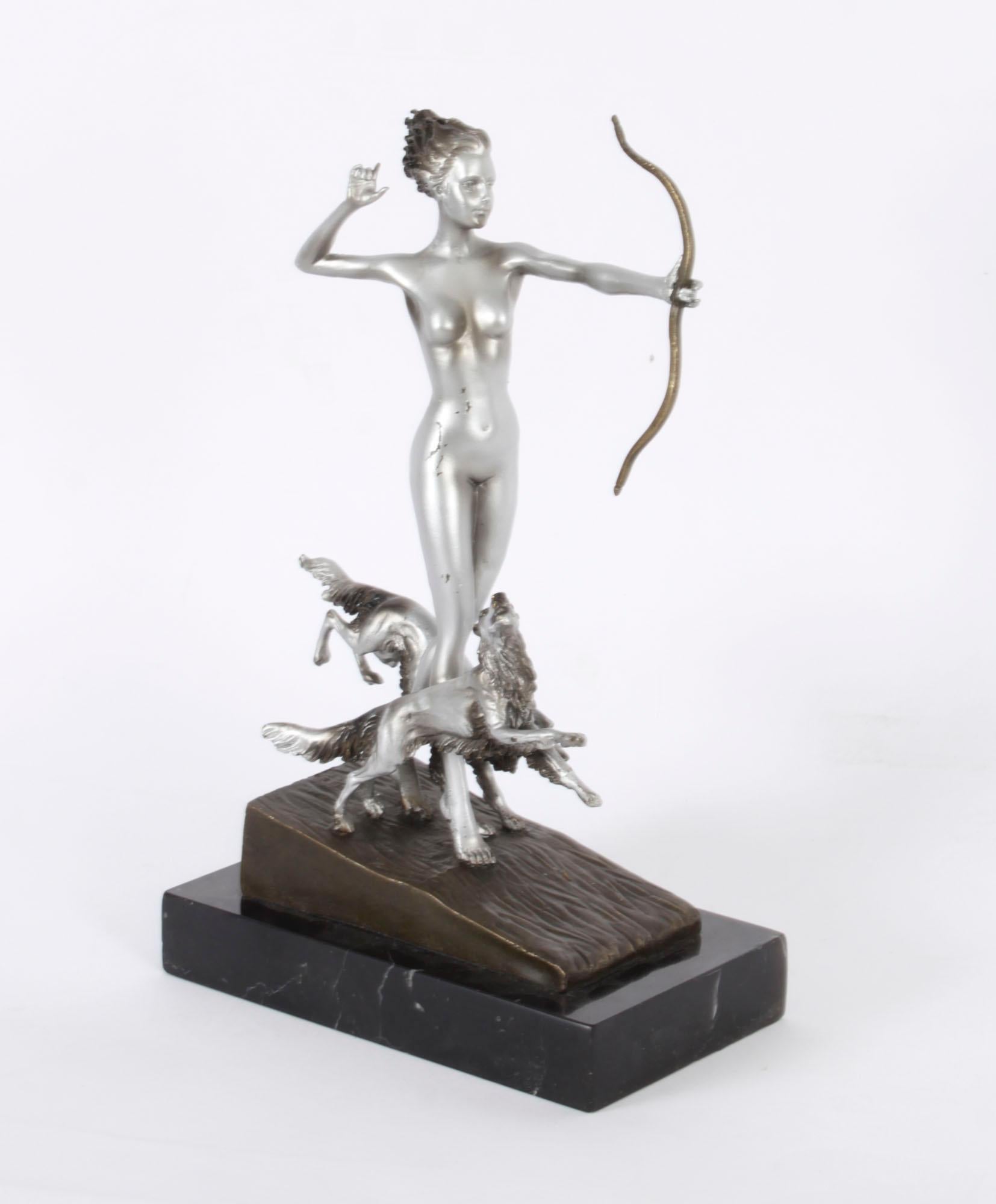 Antike Bronze im Art-Déco-Revival-Stil Diana der Jägerin Josef Lorenzl, 20. Jahrhundert im Angebot 12
