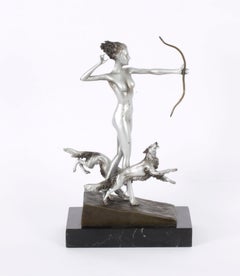 Antique Art Deco Revival Bronze Diana the Huntress Josef Lorenzl 20th C