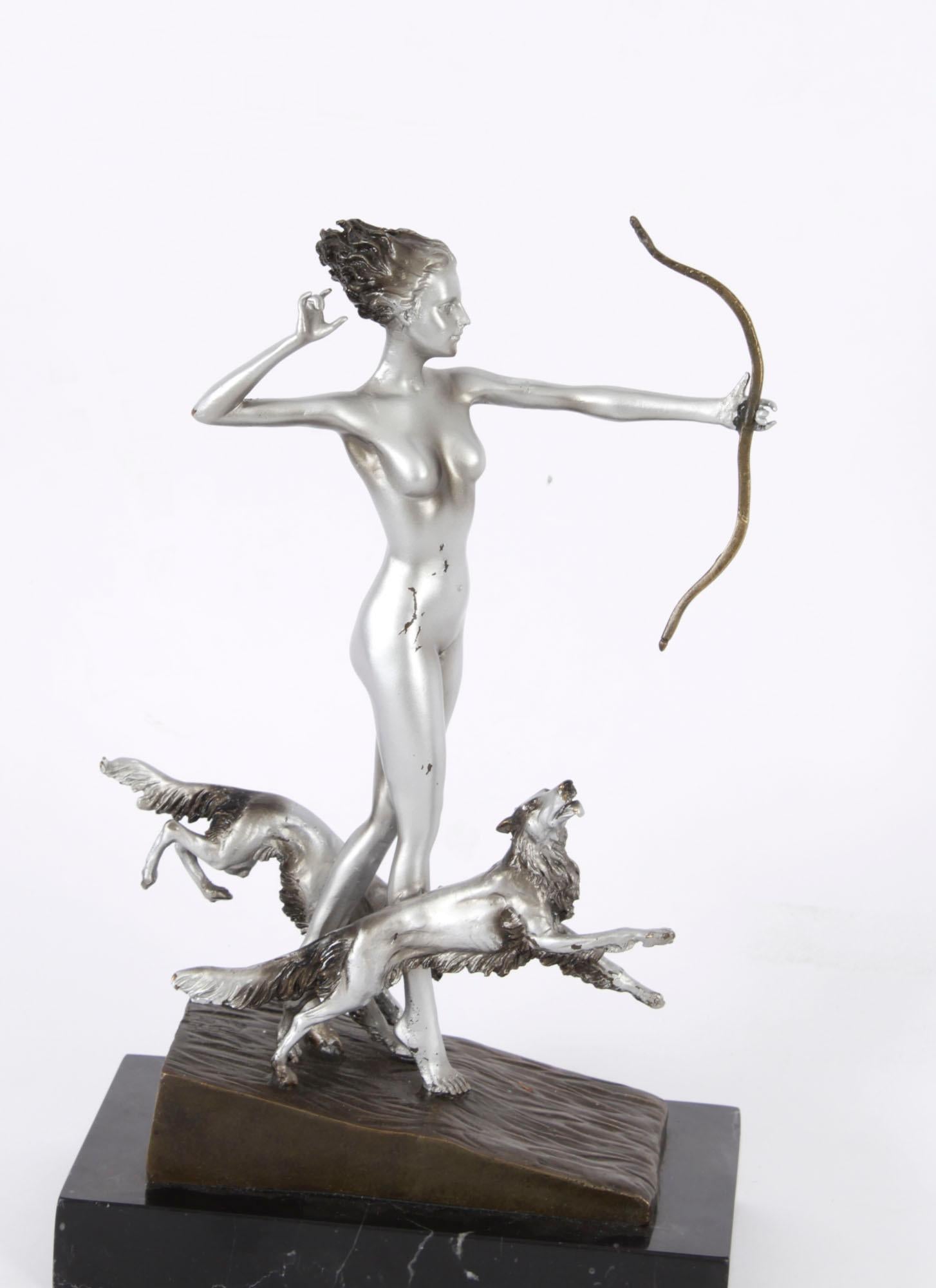 Antike Bronze im Art-Déco-Revival-Stil Diana der Jägerin Josef Lorenzl, 20. Jahrhundert im Angebot 1