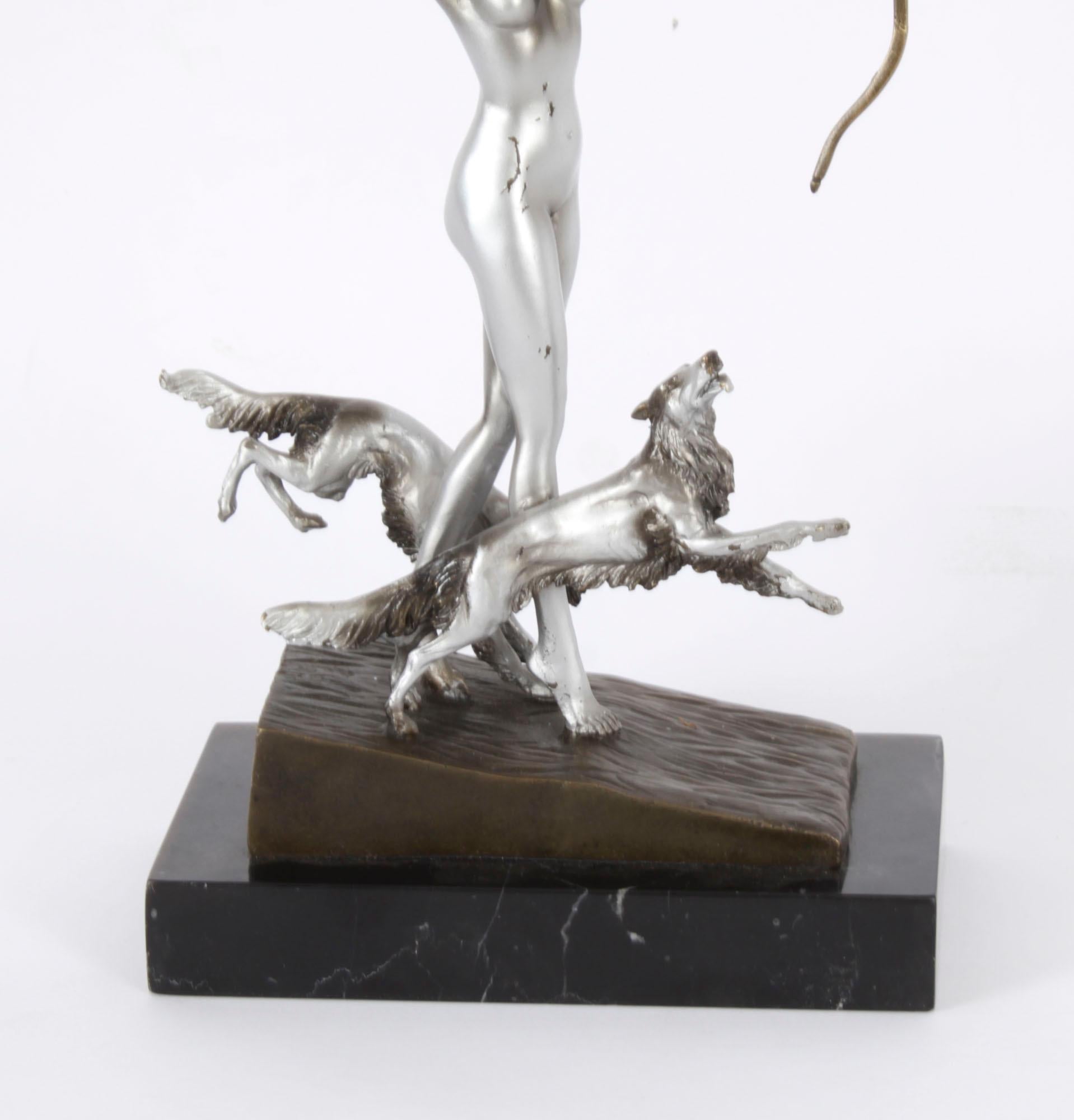 Antike Bronze im Art-Déco-Revival-Stil Diana der Jägerin Josef Lorenzl, 20. Jahrhundert im Angebot 2