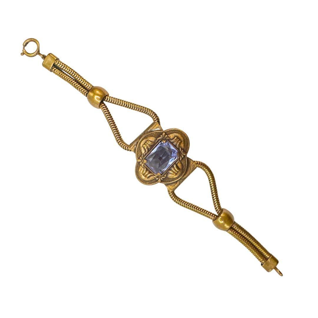 Antiguo Art Decó Conjunto de collar y pulsera de cristal azul talla baguette Corte baguette en venta