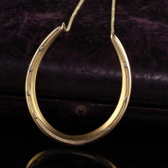 Antique Art Deco Rikers Brothers 14K Yellow Gold and Platinum Horseshoe Necklace