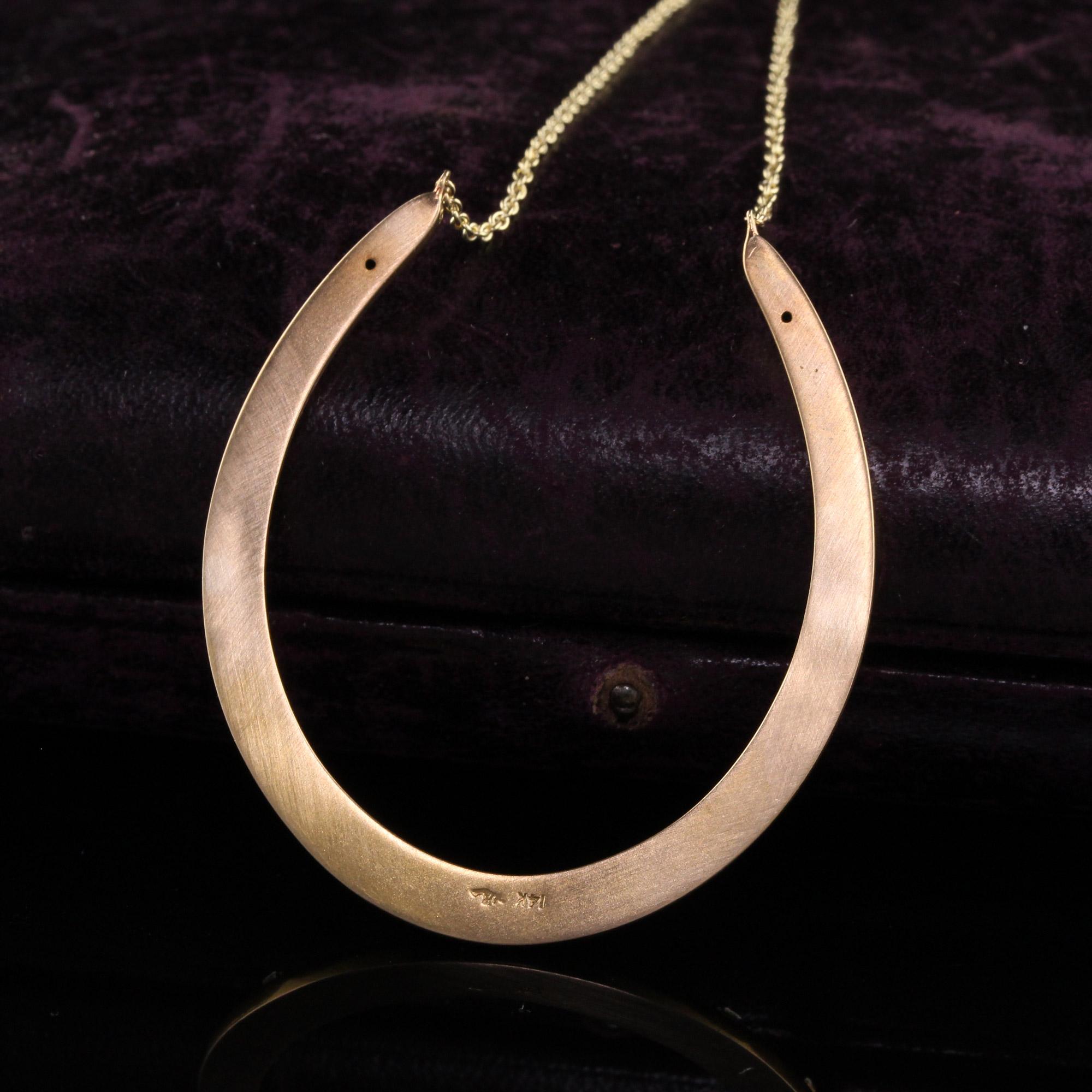 Antique Art Deco Rikers Brothers 14K Yellow Gold and Platinum Horseshoe Necklace In Good Condition In Great Neck, NY