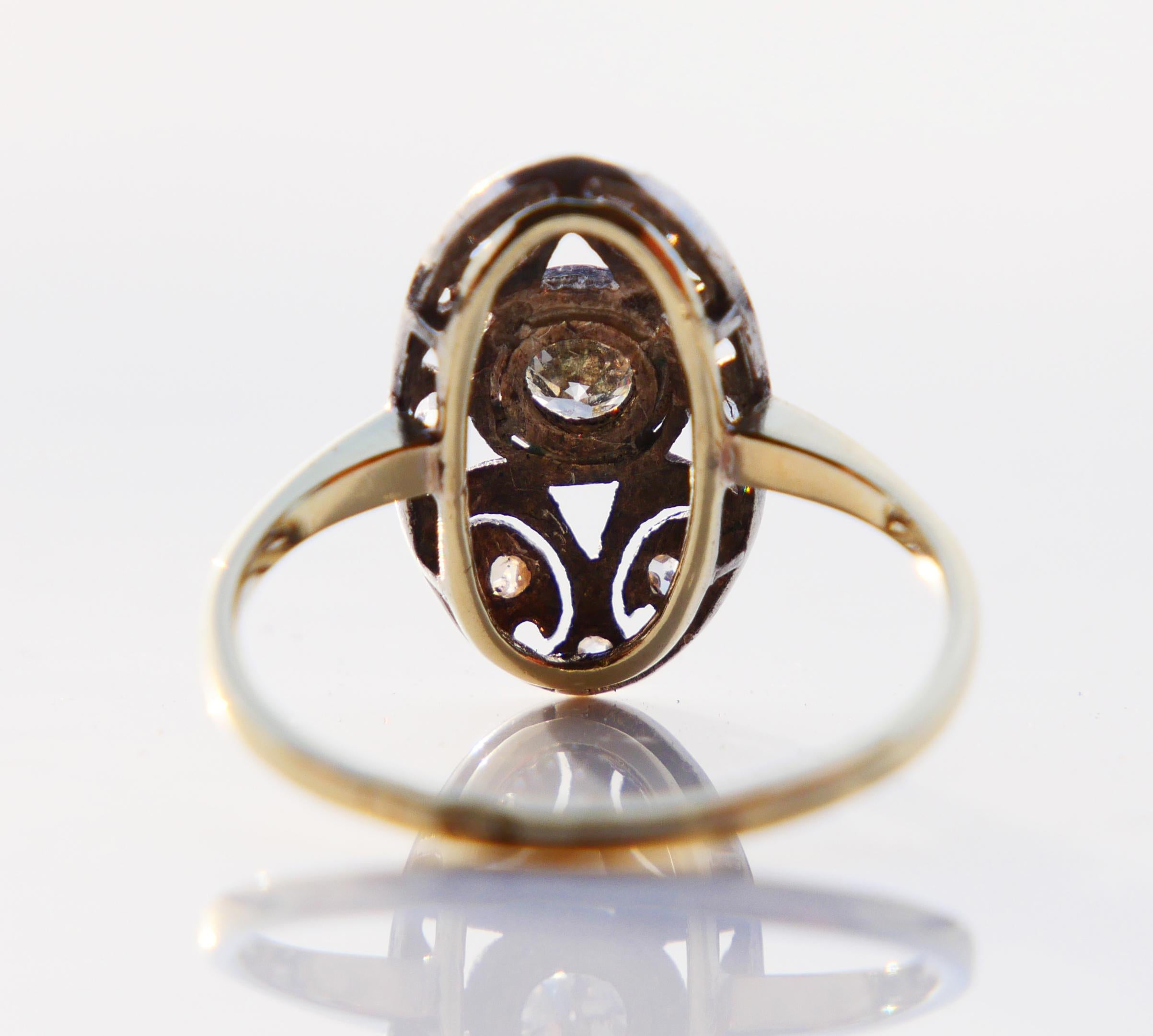 Antiker Art Deco Ring 0.5ct Diamant massiv 14K Grüngold Ø US 7.75 / 2.7g 5