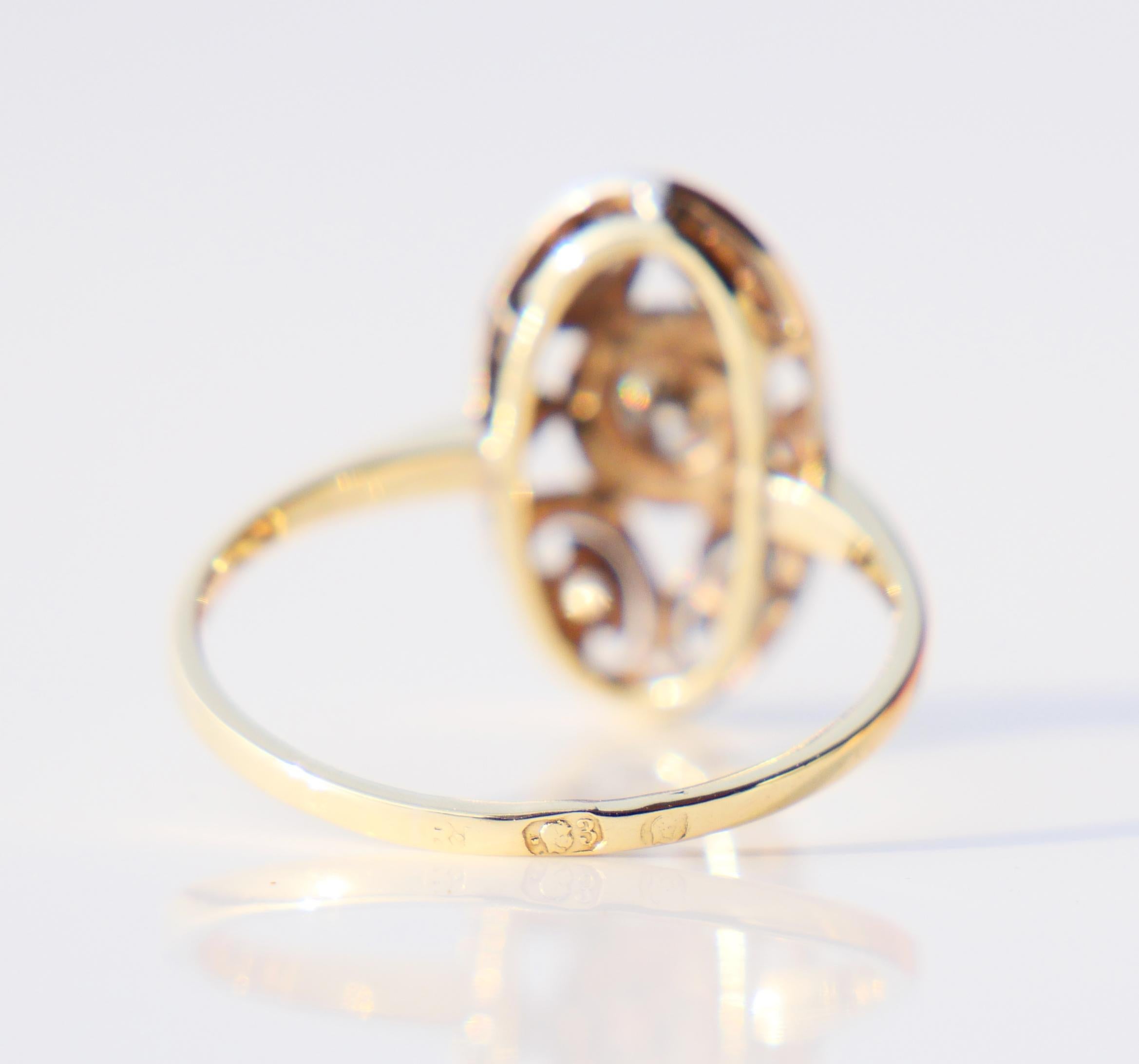 Antiker Art Deco Ring 0.5ct Diamant massiv 14K Grüngold Ø US 7.75 / 2.7g im Angebot 6