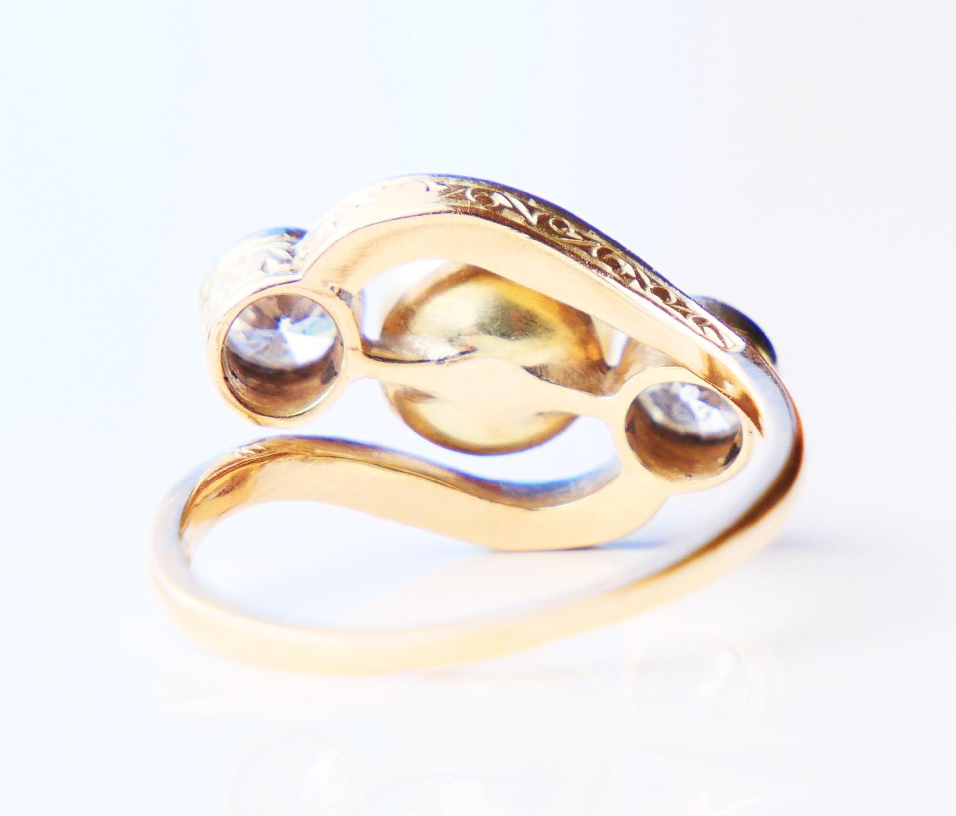 Antiker Art Deco Ring Mabe Perle 1 ctw Diamanten massiv 14K Gold ØUS 6.5/ 4gr im Angebot 5