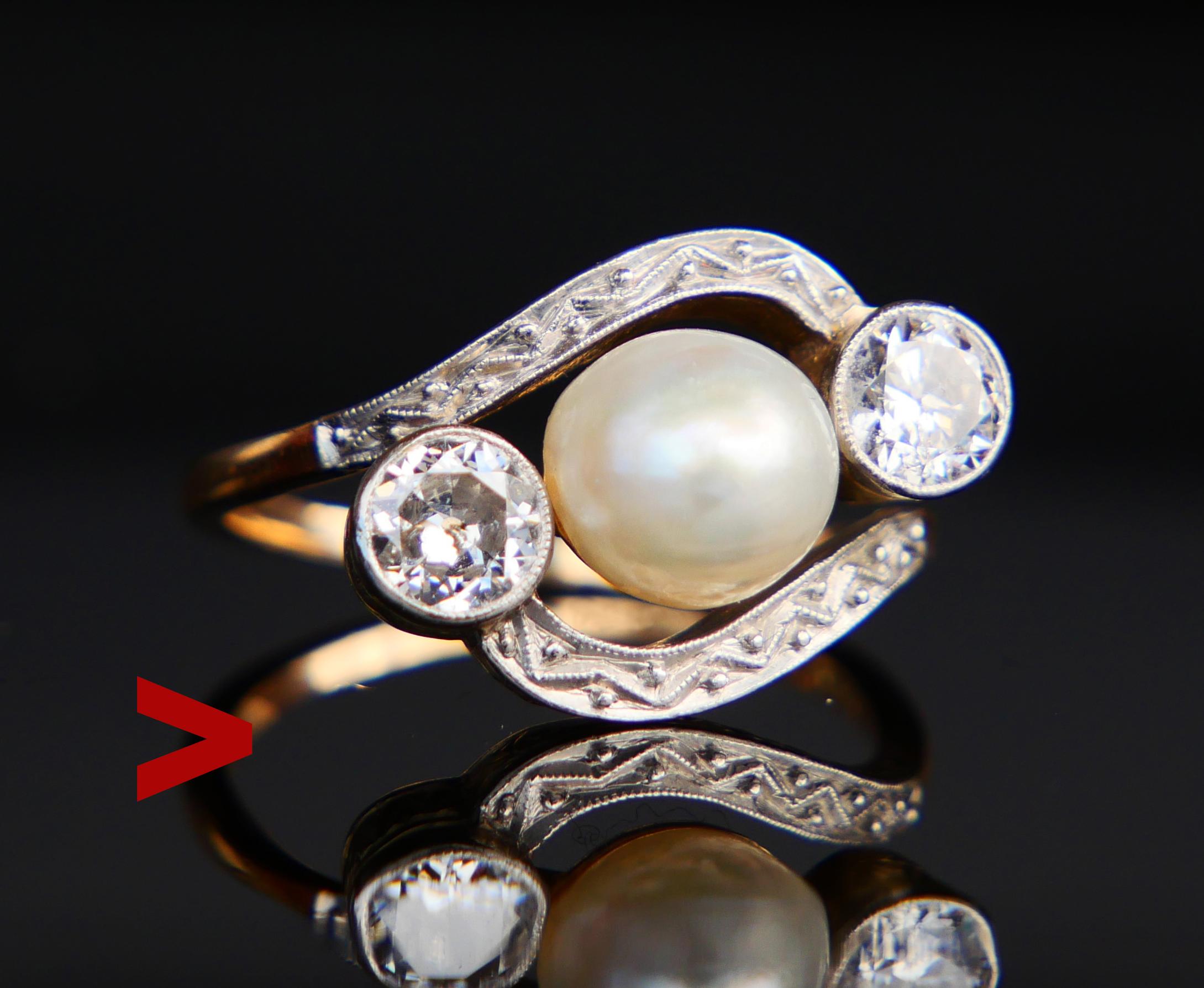 A ring from 1920s - 1930s, Art - Deco period, very likely German. Band hallmarked 585. 

Crown is 17 mm x 12 mm long x 7 mm deep. Top of crown in 14K White Gold or Platinum.

Large Mabe or Natural Pearl Ø 7mm in finest condition with silky luster is