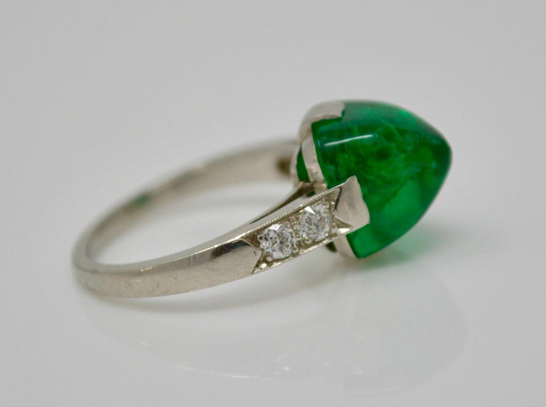 Antique Art Deco Ring with Columbia No Oil Emerald and Diamonds at 1stDibs