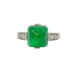 Antique Art Deco Ring with Columbia No Oil Emerald and Diamonds
