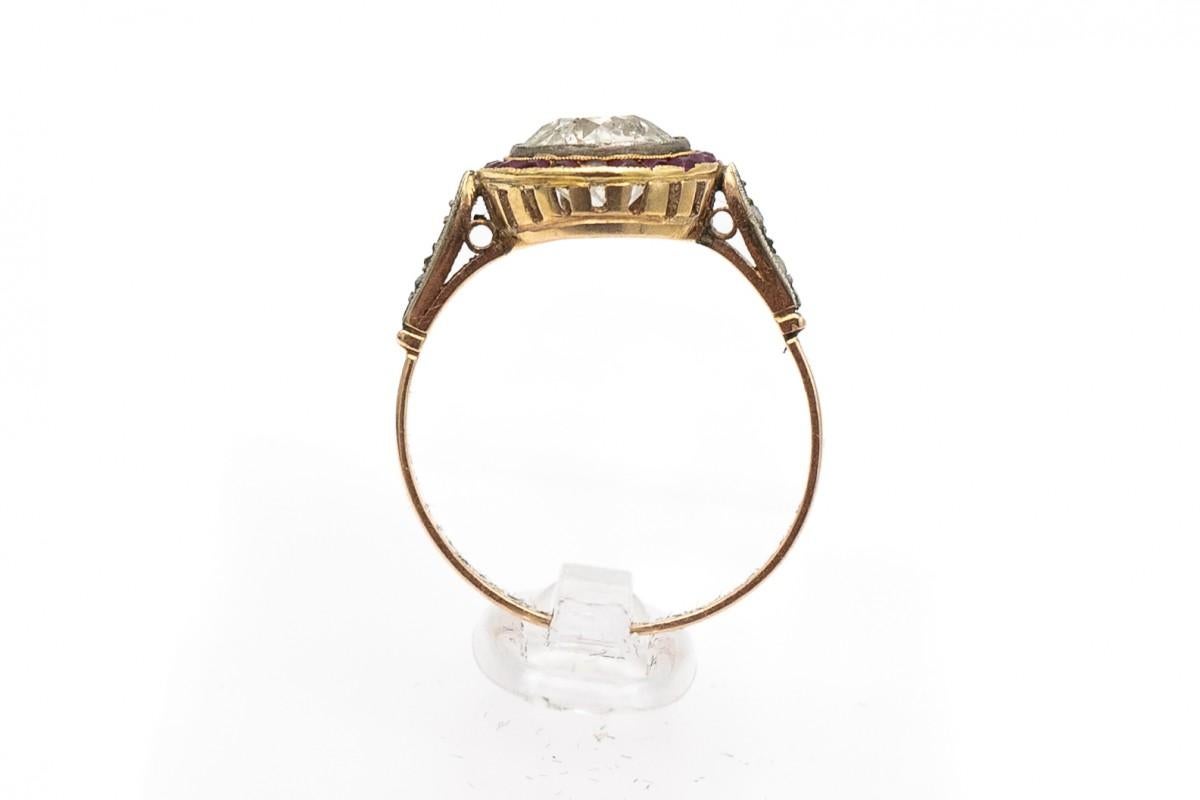 Antiker Art-Déco-Ring mit Rubinen und Diamanten, ca. 1,60 ct 4