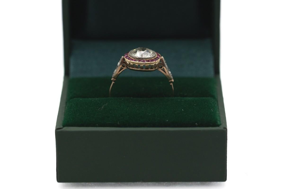 Antique Art Deco ring with rubies and diamond, approx. 1.60 ct For Sale 7