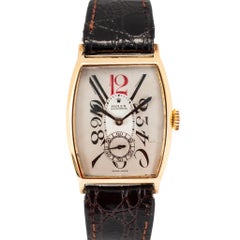 Antique Art-Deco Rolex 26mmx38mm Tonneau Sub Seconds Arabic 9K Gold Manual Watch