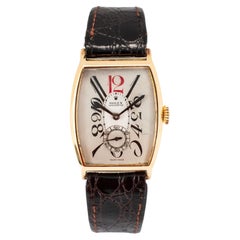 Antique Art-Deco Rolex 26mmx38mm Tonneau Sub Seconds Arabic 9K Gold Manual Watch