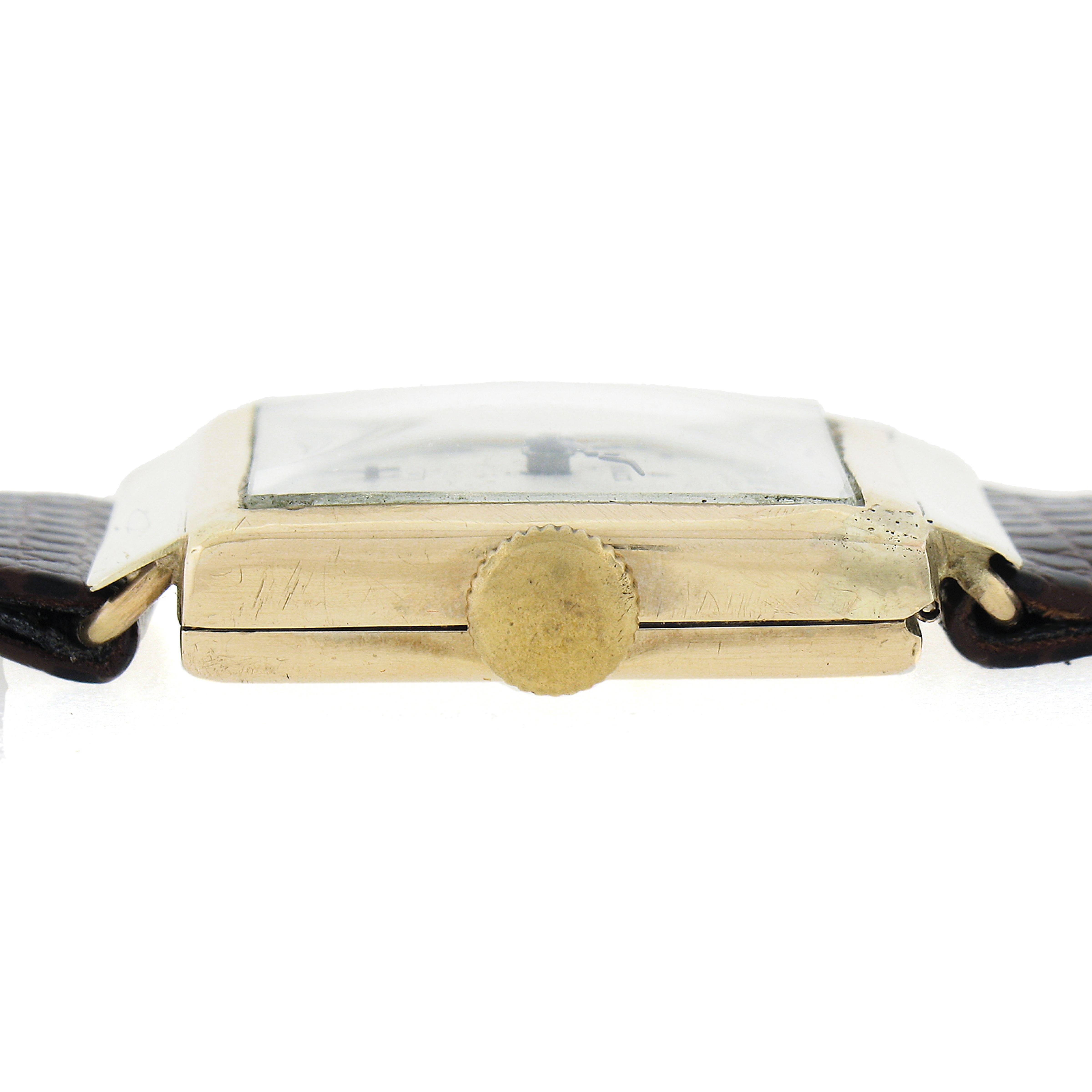 Antike Art Deco Rolex 9k Rose Gold Quadrat 15j mechanische Hand gewickelt Armbanduhr im Angebot 2