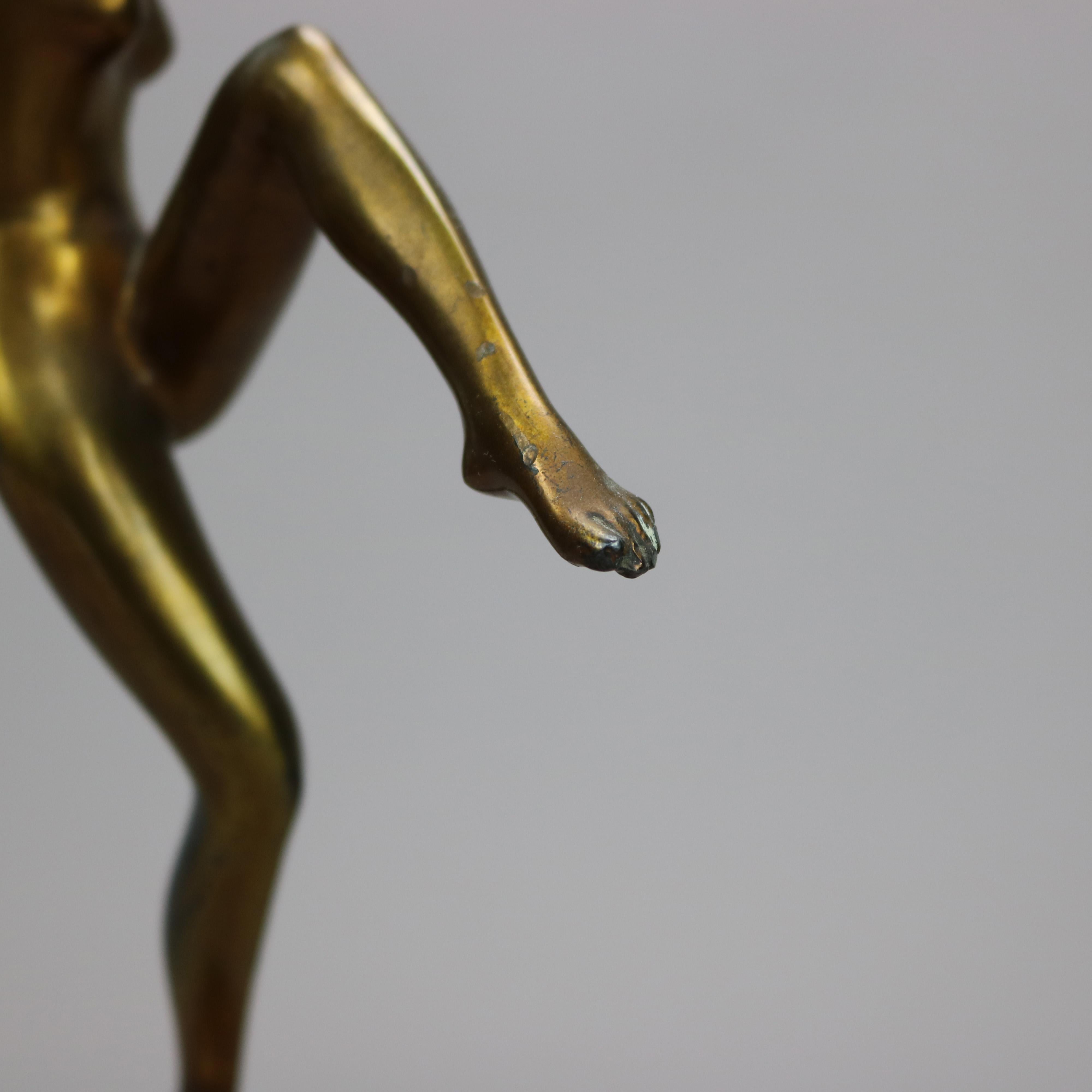 Antique Art Deco Ronson Metal Dancing Nude Figure, Gold Finish, c1920 7
