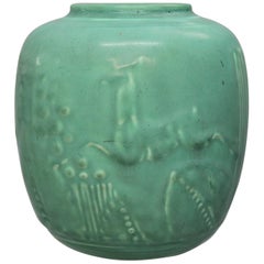 Retro Art Deco Rookwood Art Pottery Deer Vase, Dated 1932