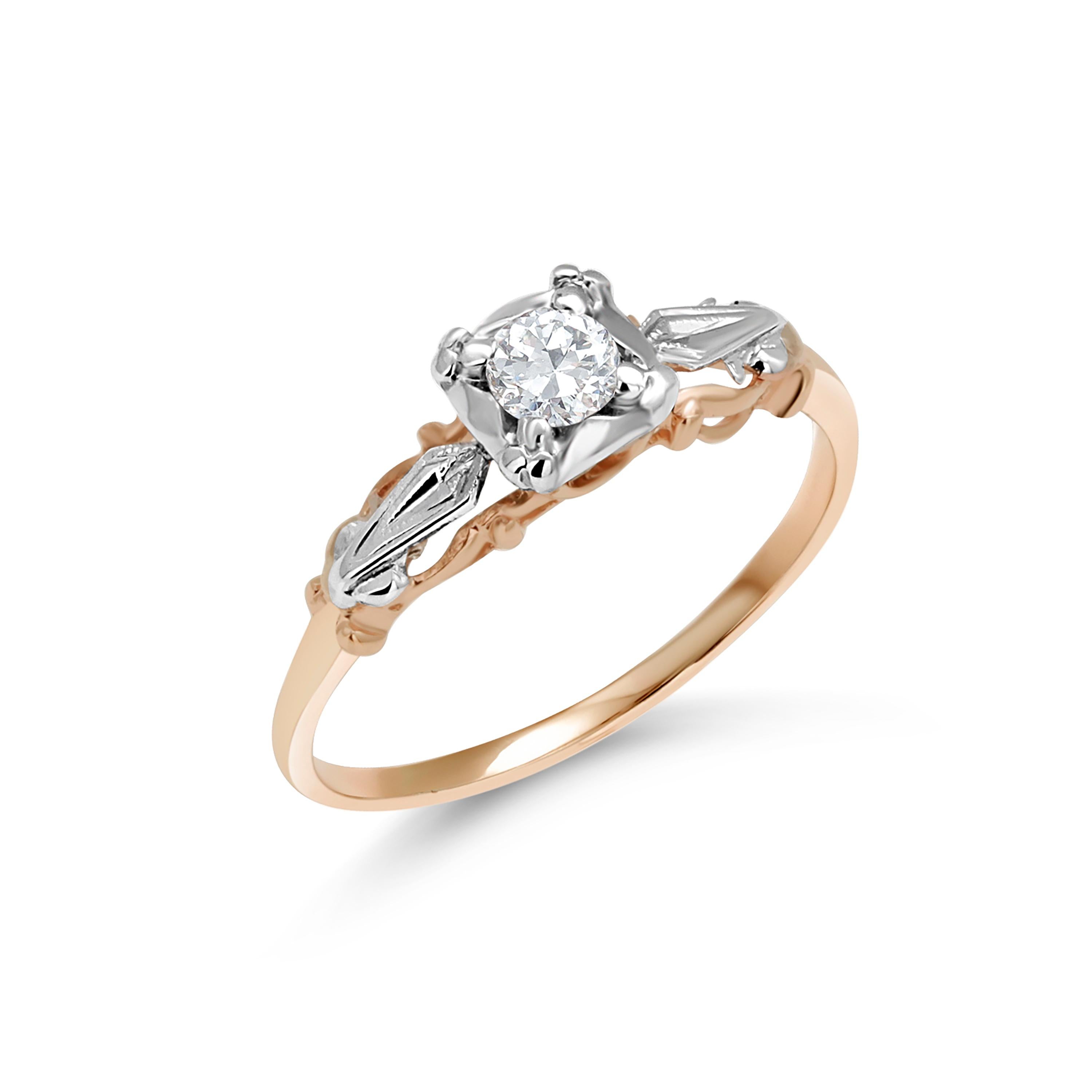 Antique Art Deco Diamond 0.15 carat White Rose Gold Filigree Ring Size 6 For Sale 3