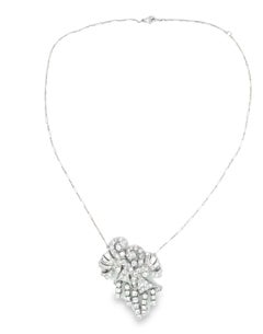 Antique Art Deco Round and Baguette Diamond Necklace