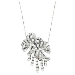 Antique Art Deco Round and Baguette Diamond Necklace