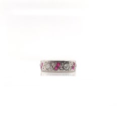 Antique Art Deco Ruby and Diamond Filigree Eternity Band