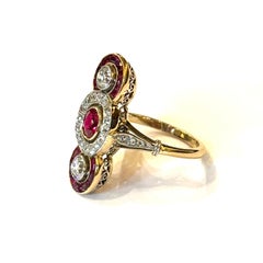 Antique Art Deco Ruby and Diamond Ring, Circa 1920's