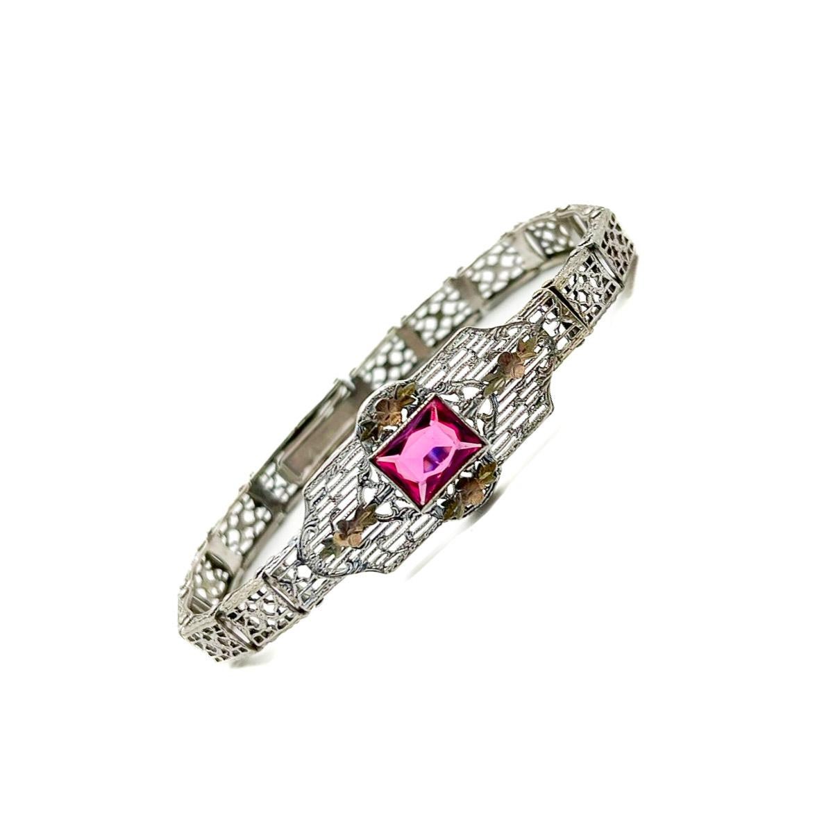 Bracelet de cocktail Art déco ancien en pâte de rubis des années 1920 Unisexe en vente