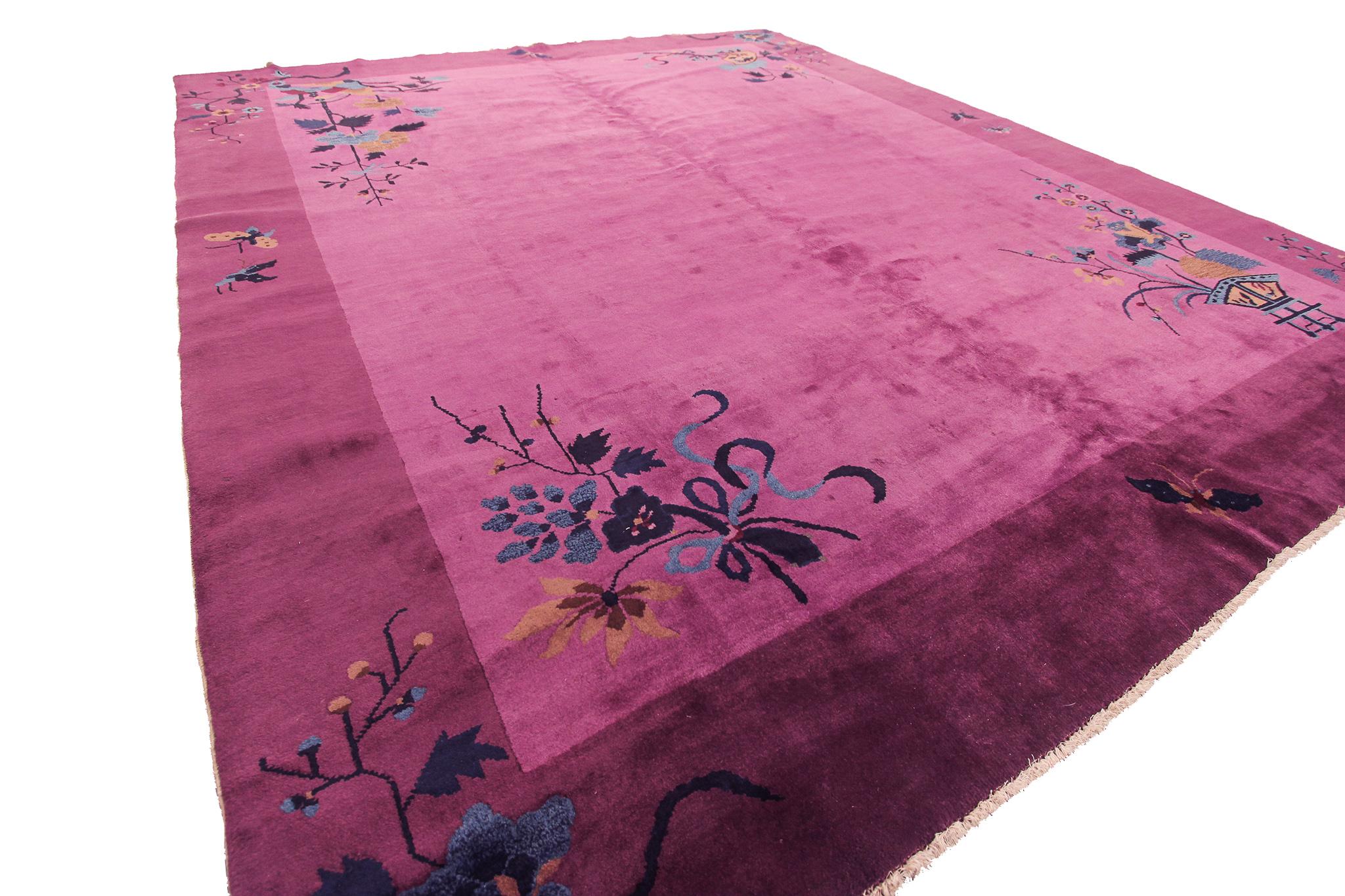 8x10 Rare Antique Art Deco rug Chinese rug Purple Chinese rug 1920 Handmade
8'2