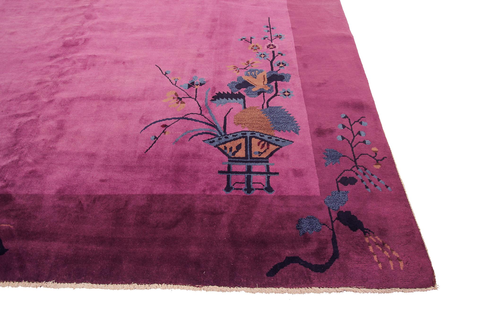 Wool Antique Art Deco Rug Antique Chinese Rug Antique Chinese Art Deco 1920 Purple